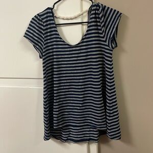 Navy Blue and Grey Striped Shirt